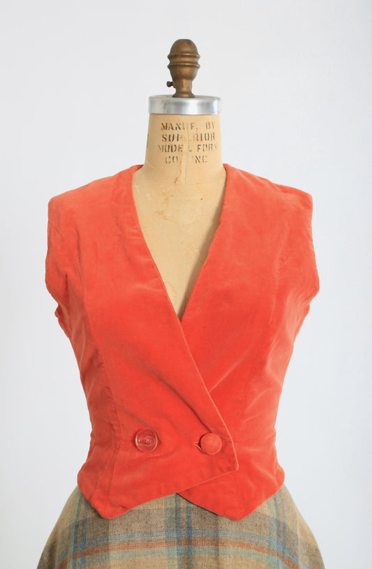 Vintage 60s Orange velvet vest