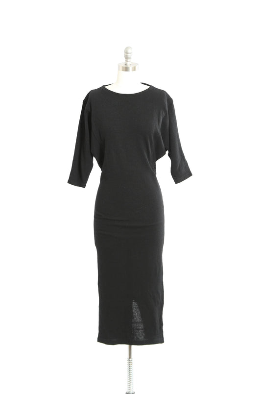 90s ESPRIT black wool knit dress