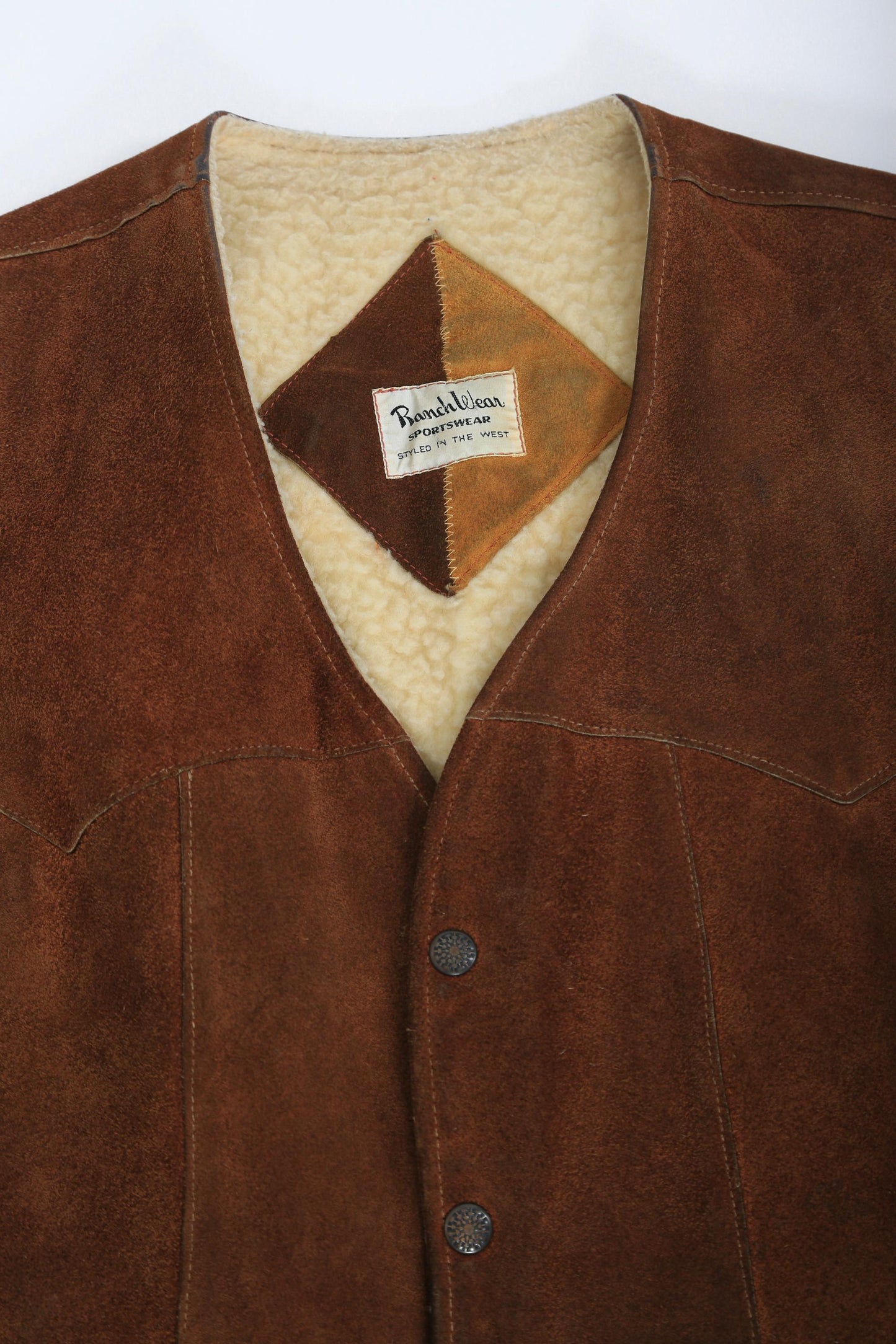 Vintage 70s Ranchwear Sportswear NFL linebacker brown suede leather vest