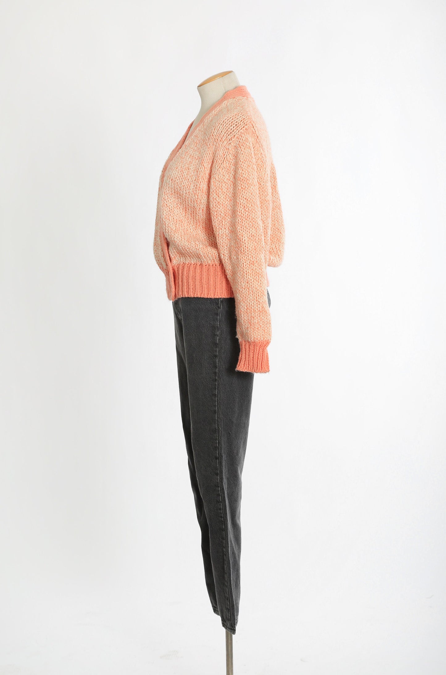Vintage 90s chunky pink knit cardigan sweater