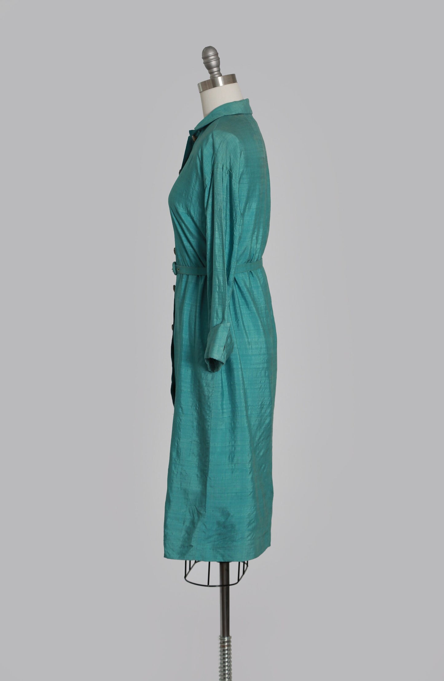 50s silk dress | Vintage 1950s B H Wragge blue silk dress