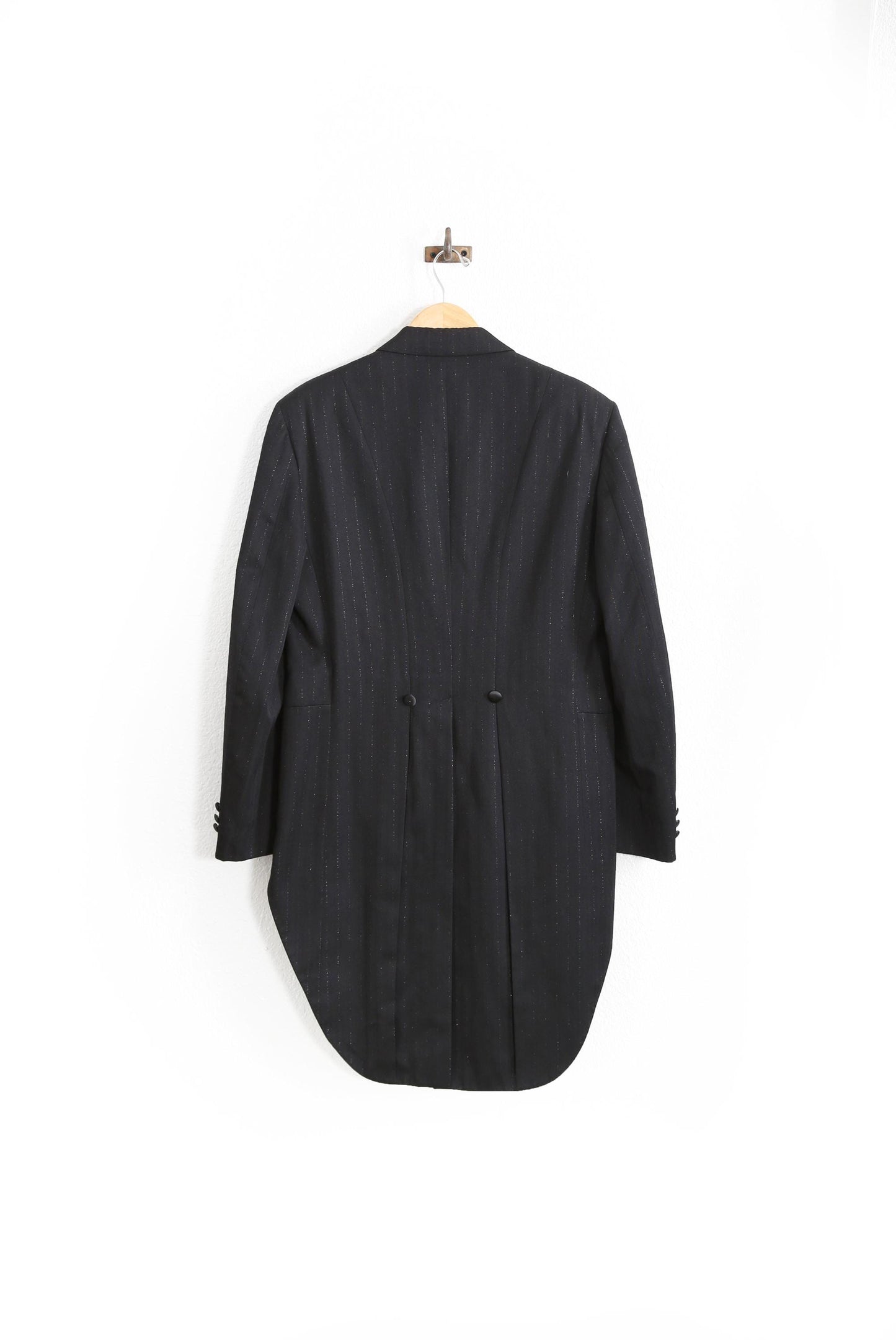 Christian Dior Suit tails | Vintage 80s 90s Dior black metallic silver pinstriped Tuxedo tails suit jacket blazer
