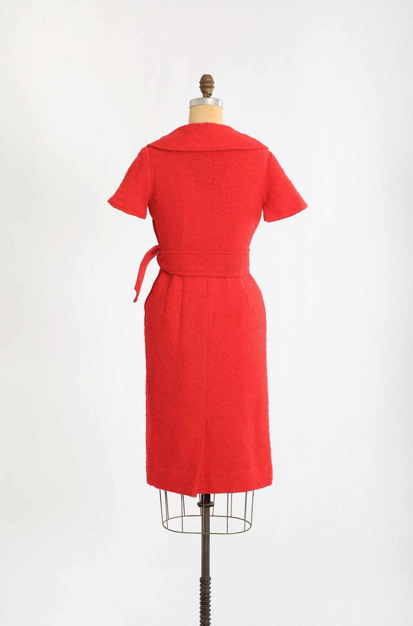 Vintage 50s red boucle knit dress