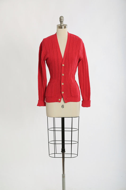 Vintage 80s 90s Ralph Lauren pink cable knit silk cardigan Sweater
