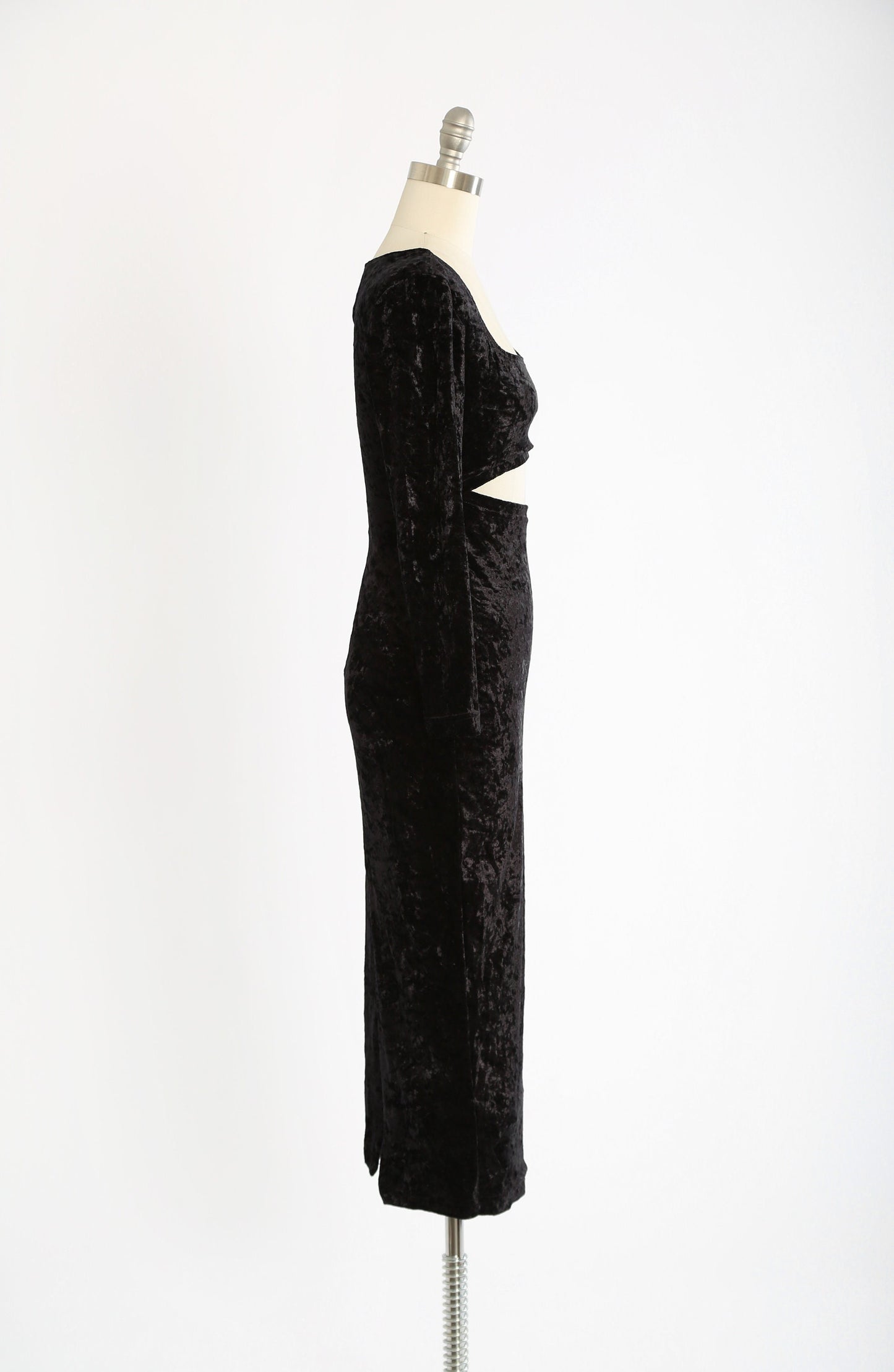 Cutout velvet dress | Vintage 90s black velvet cutout maxi dress
