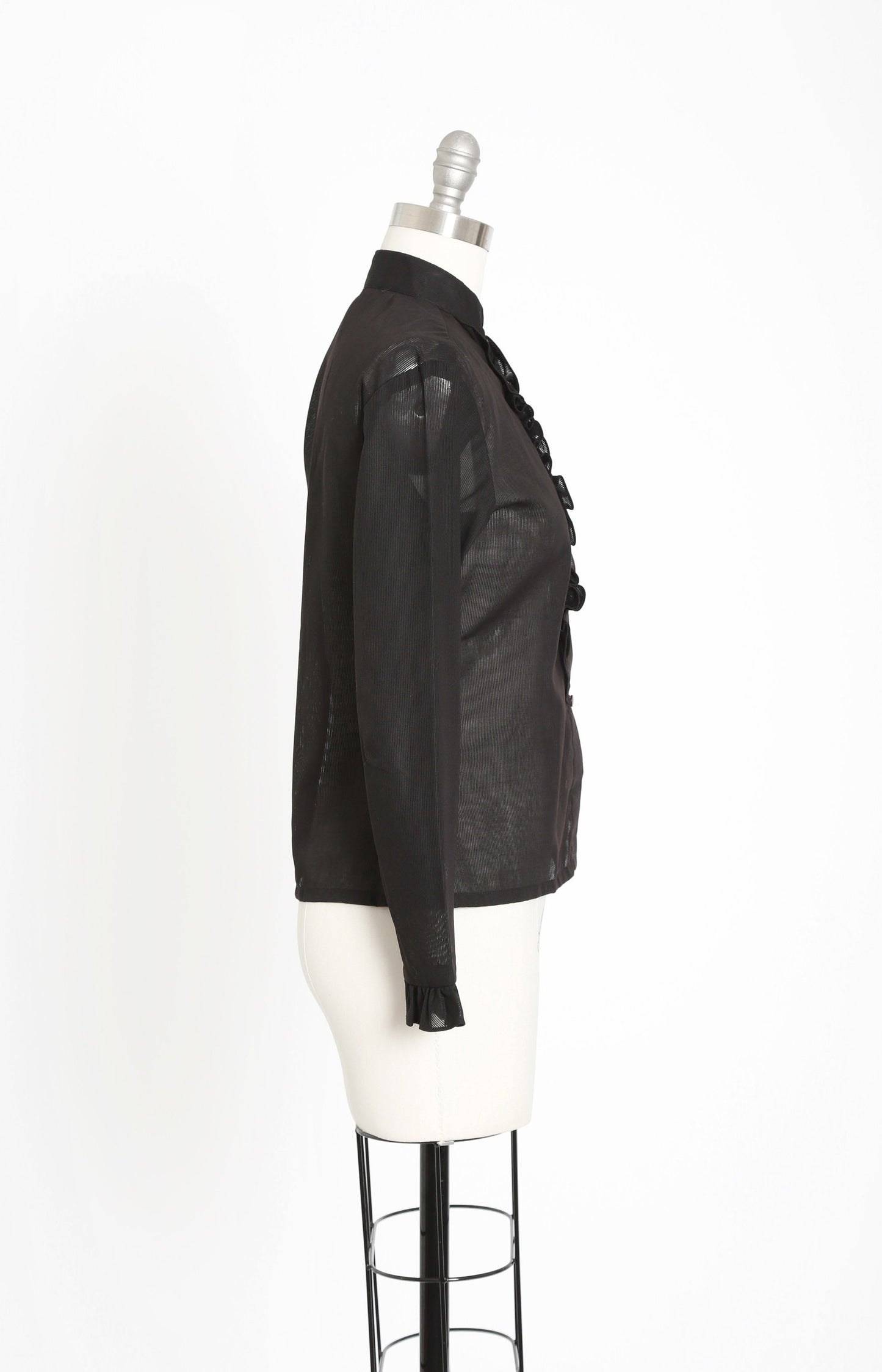 Fritzi Tuxedo blouse | Vintage 70s deadstock black ruffle tuxedo top