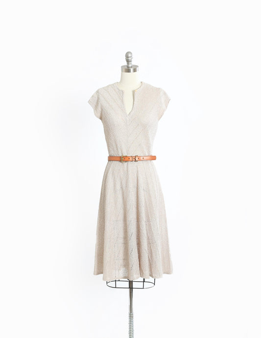 70s Gray knit dress | Vintage 1970s Crochet knit Dress