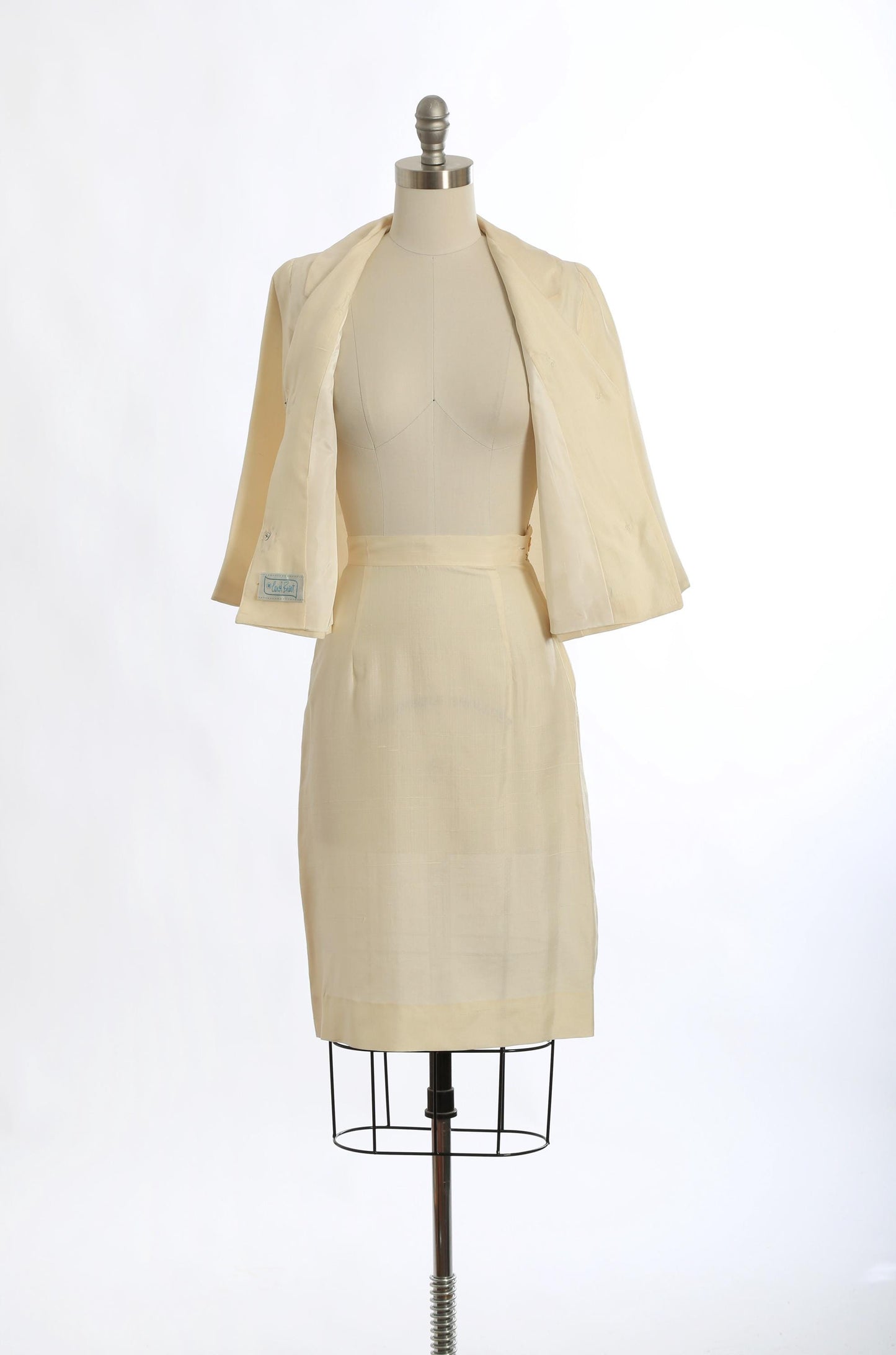 Vintage 60s Carol Brent ivory silk suit | 1960s 2pc dress suit jacket