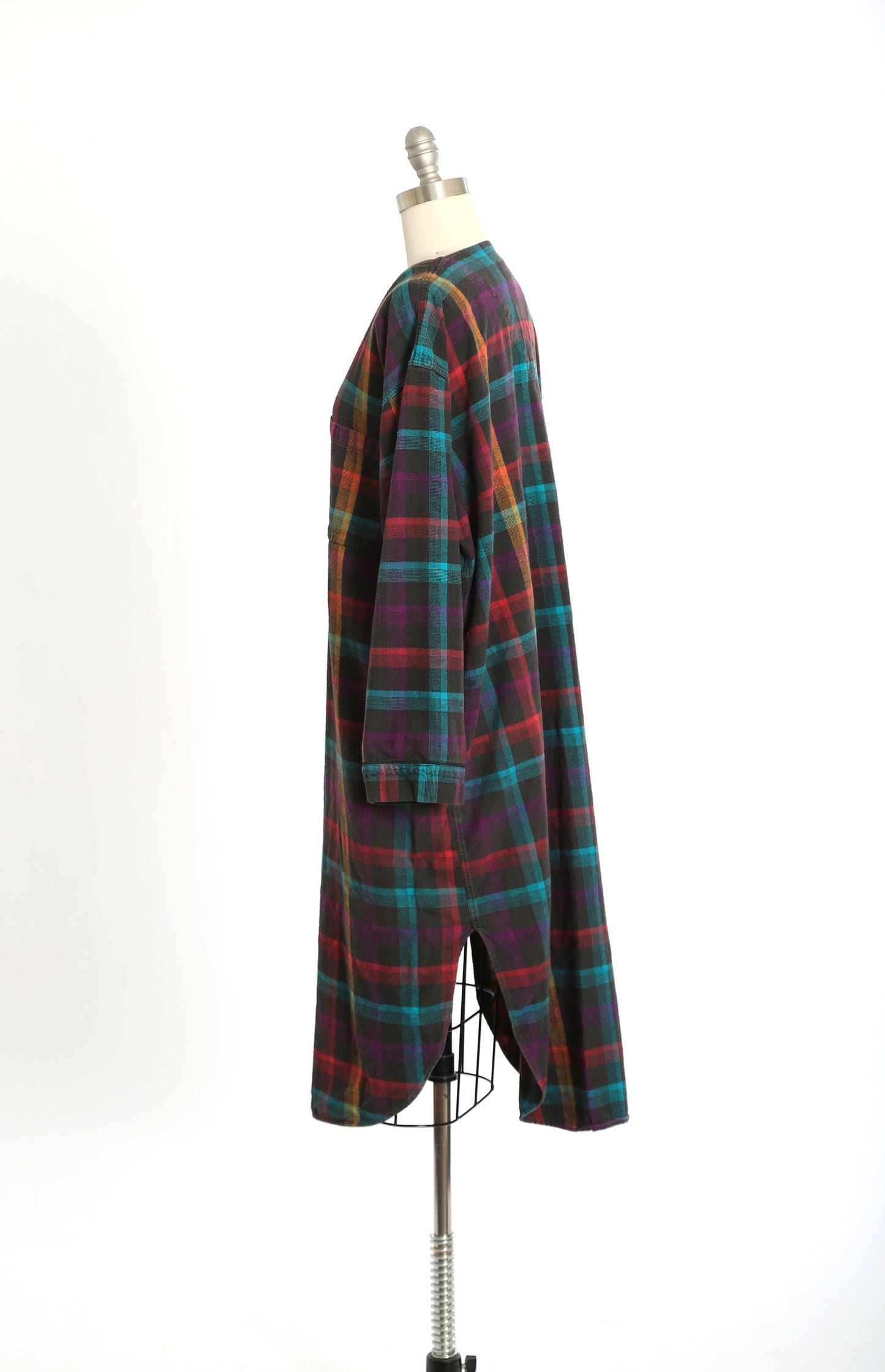 Vintage 90s cotton plaid flannel pajamas night dress