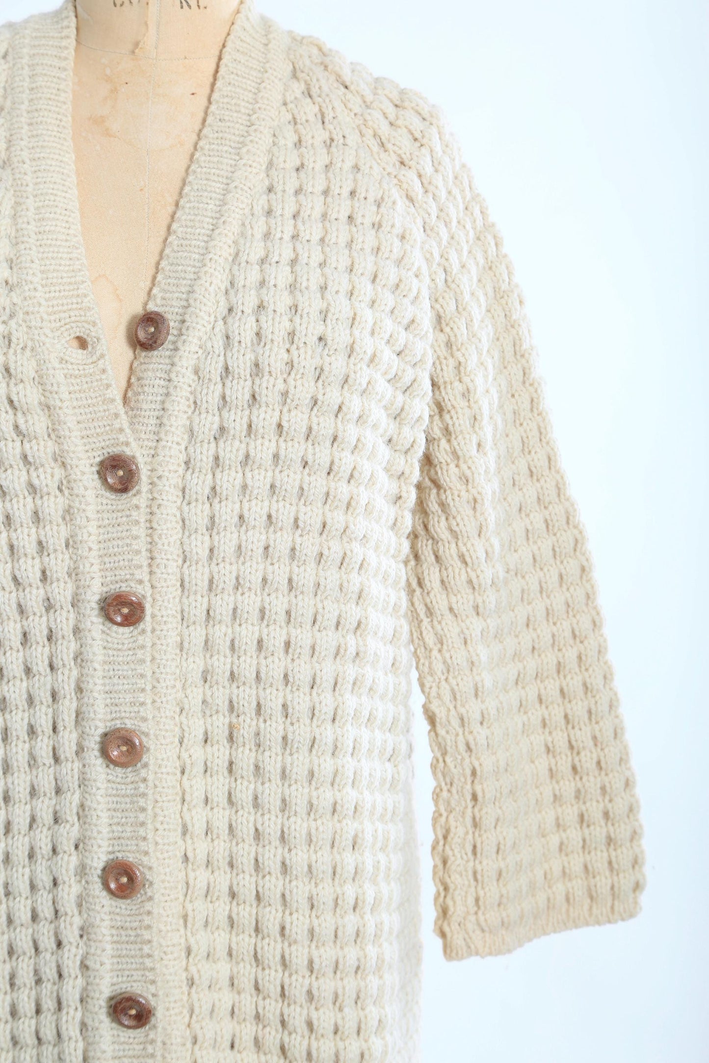 Vintage 60s Irish wool knit sweater | 1960s Hand knit long duster