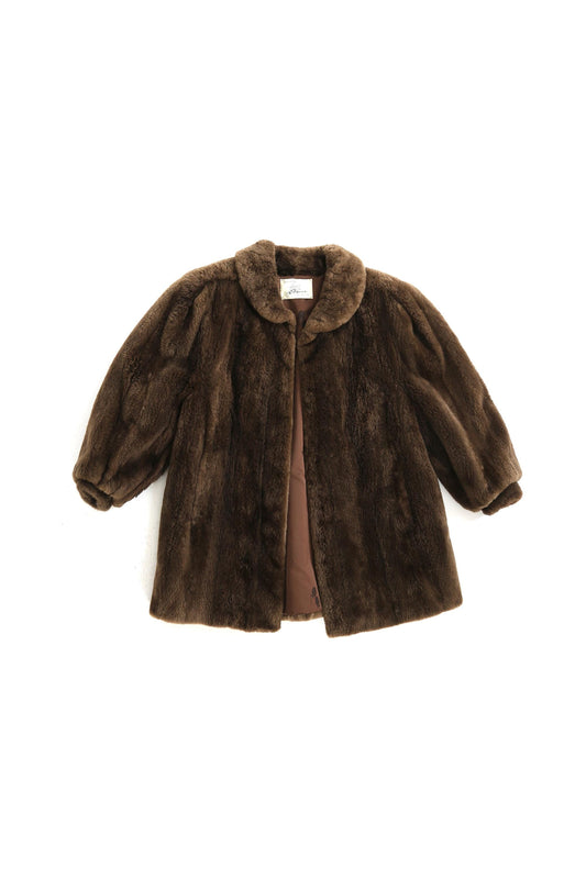 60s Plush mouton lamb fur Coat | Vintage 1960s Mouton Stroller Swing Opera coat