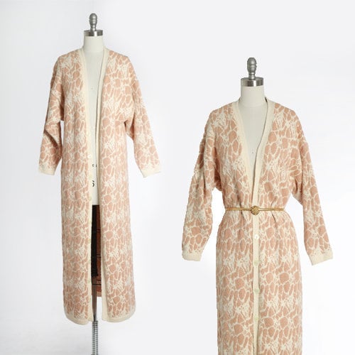 BABO Knit duster | Vintage 90s abstract knit cotton sweater |  long duster trench coat sweater