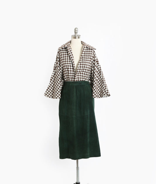 Vintage 90s Forrest green suede leather skirt