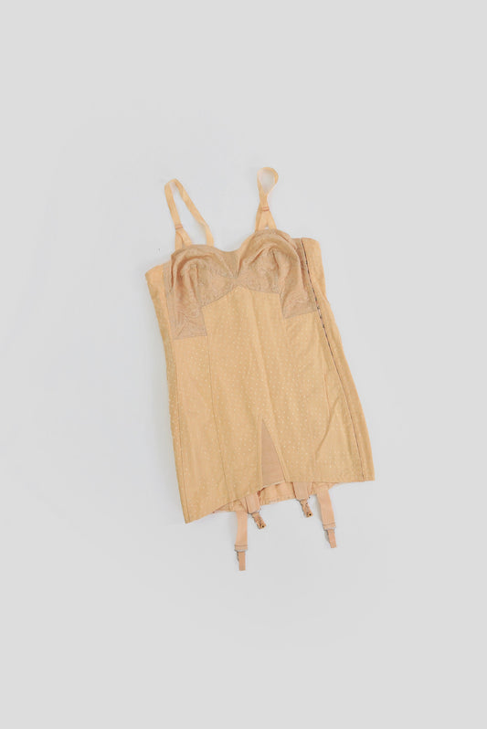 Vintage 1940s peach shape-wear corset girdle lingerie