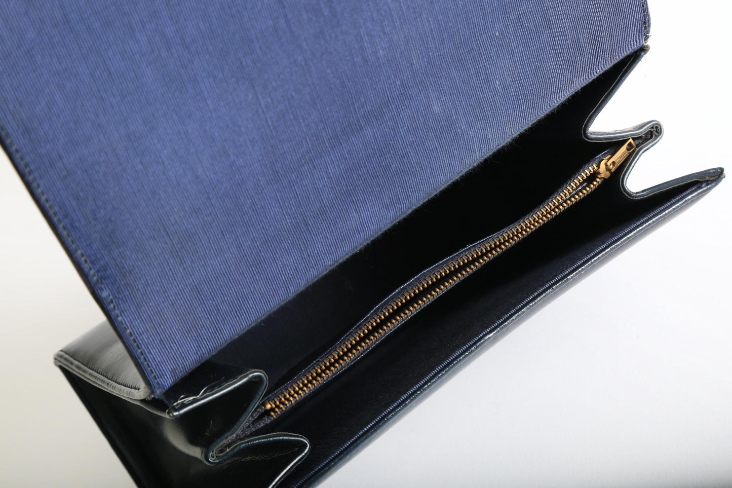 Vintage 60s navy blue red striped leather kelly bag purse