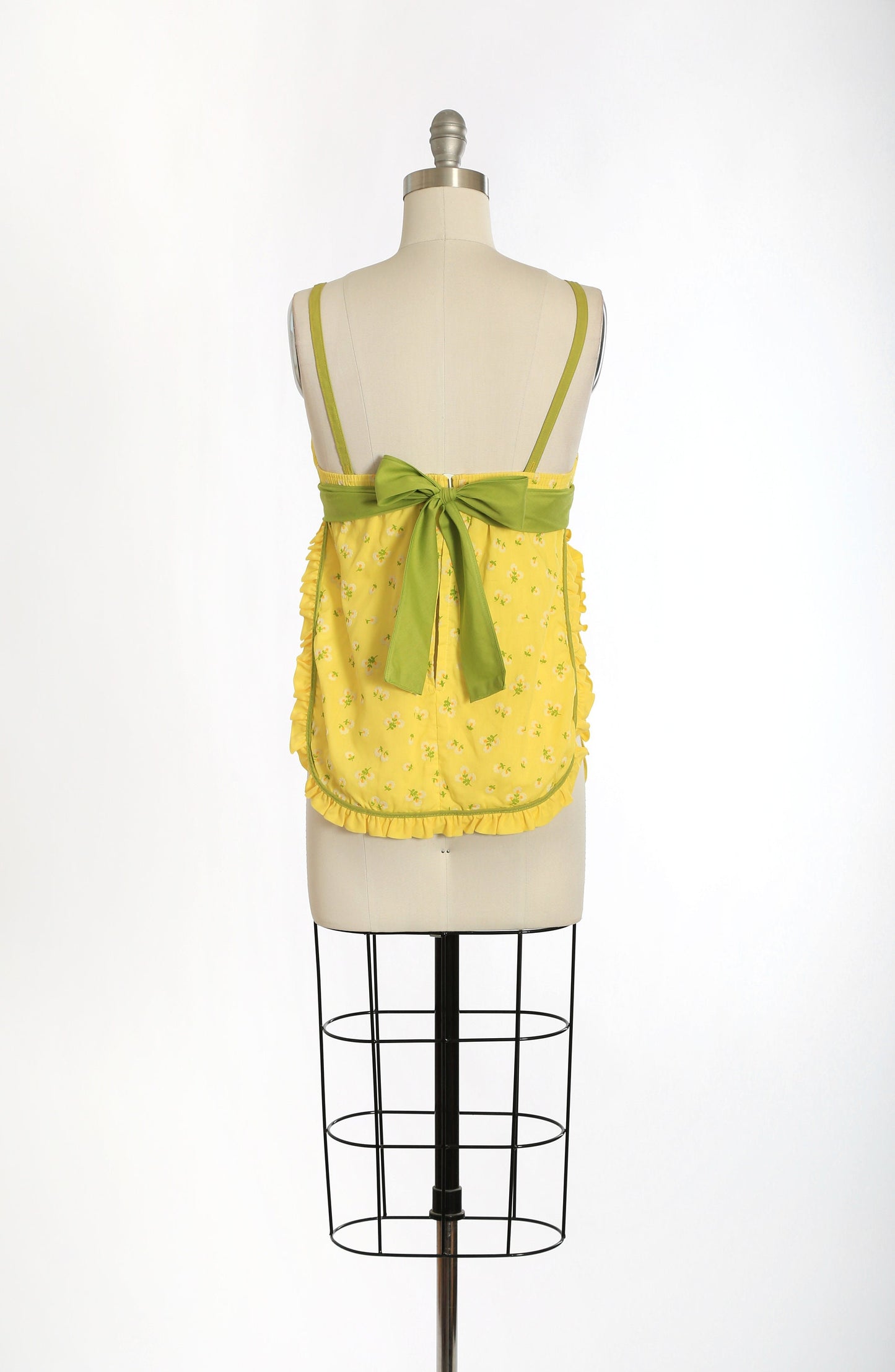 Vintage 60s 70s floral daisy ruffle open side tank top