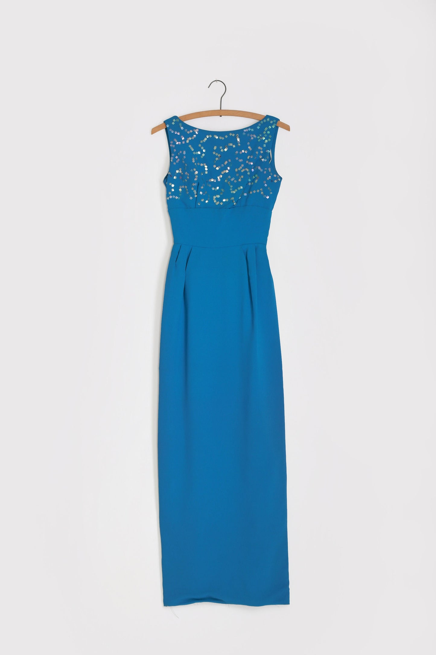 Vintage 60s blue iridescent sequin maxi dress
