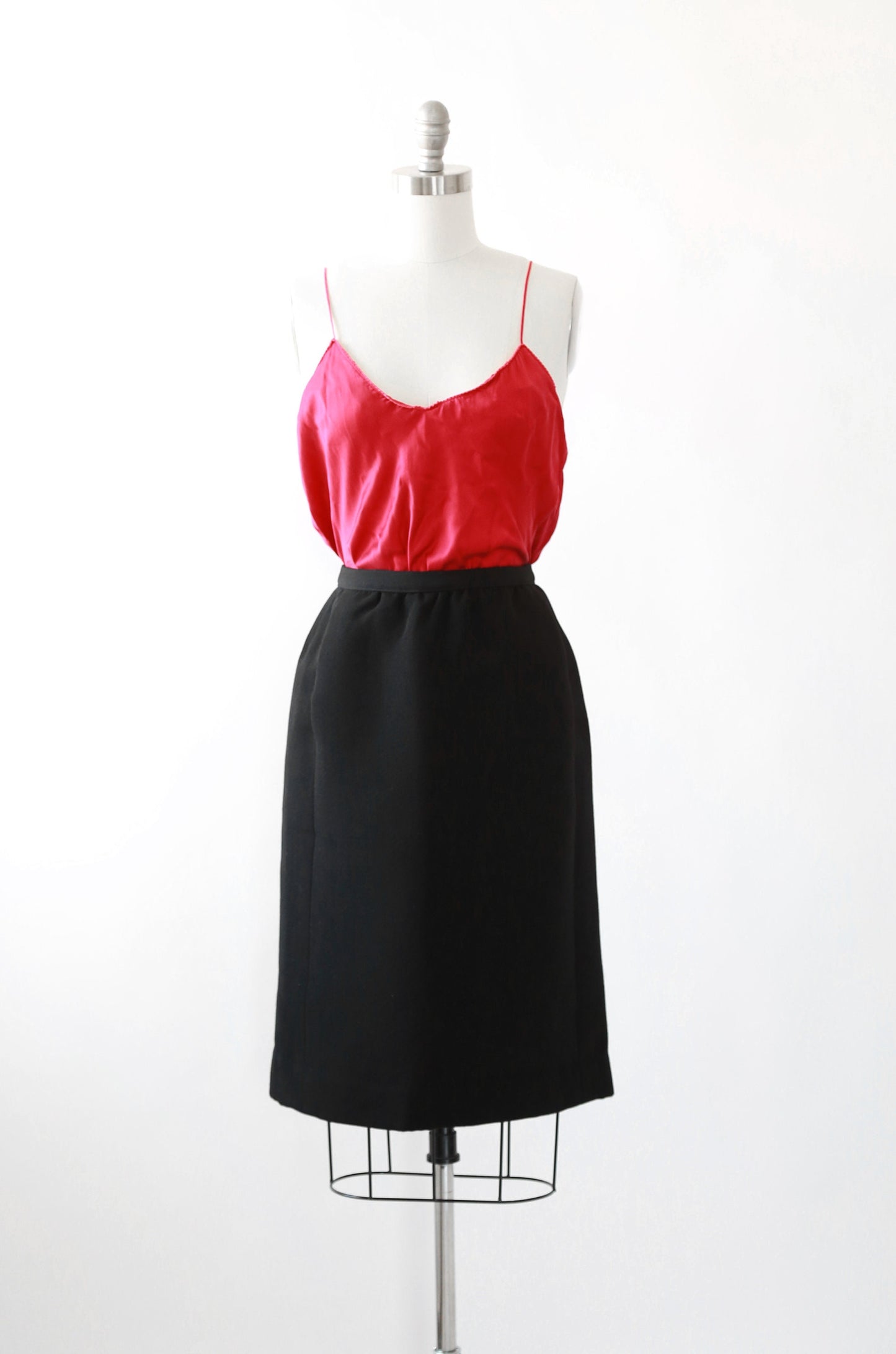 Vintage 60s black knit wool skirt