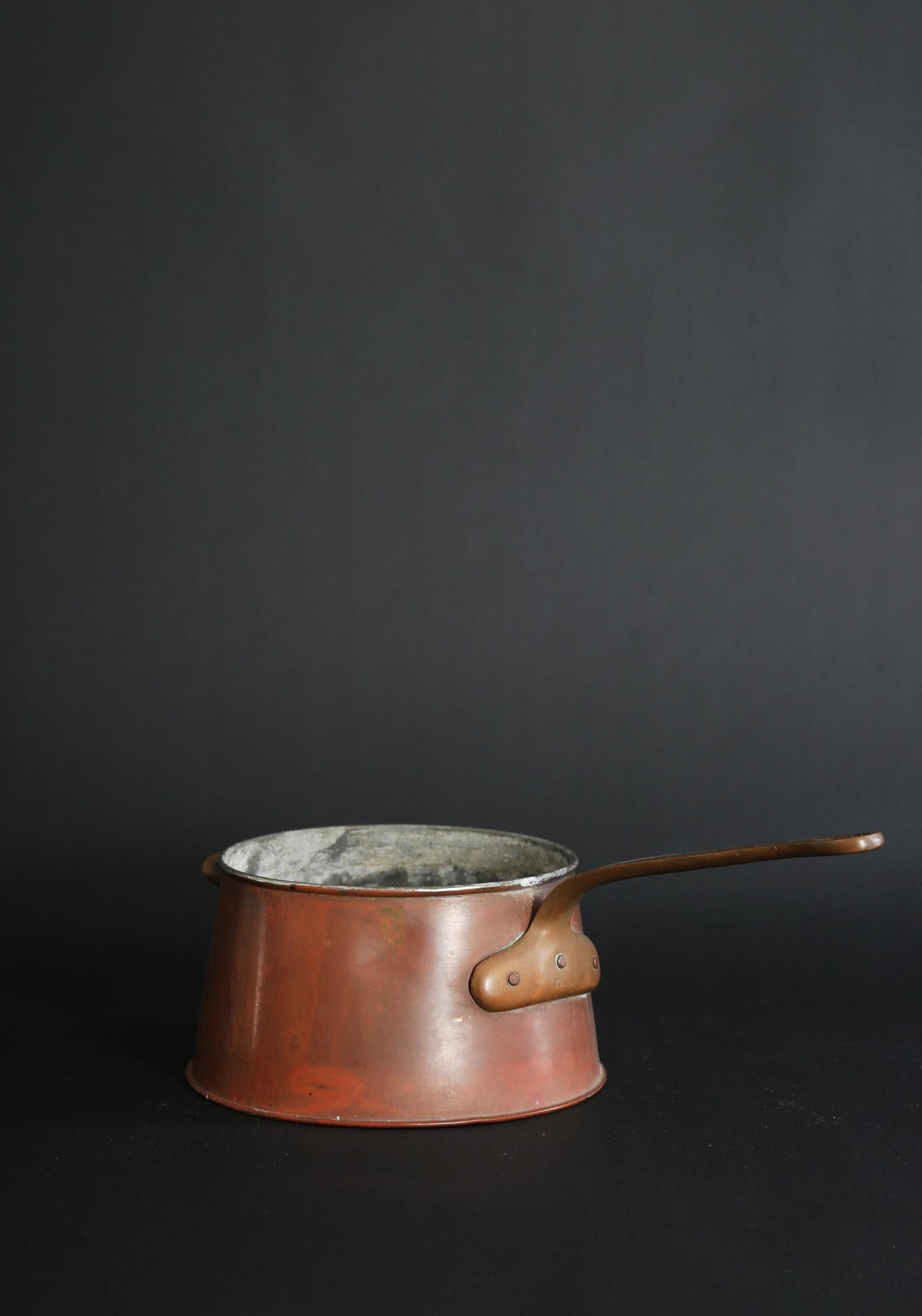 Antique Vintage 19th century solid copper sauce pan