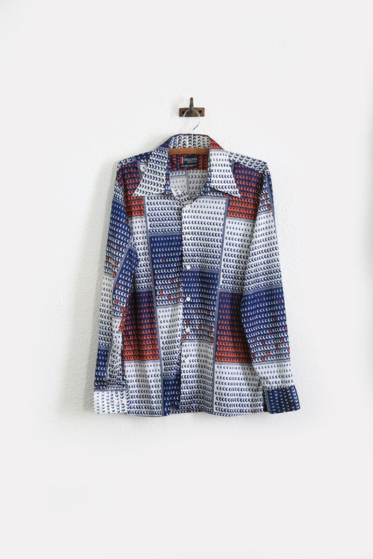 Vintage 1970s Bird novelty print dagger collar shirt