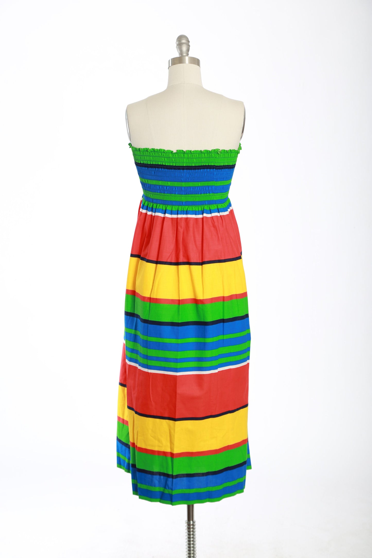 Vintage 80s rainbow striped cotton dress
