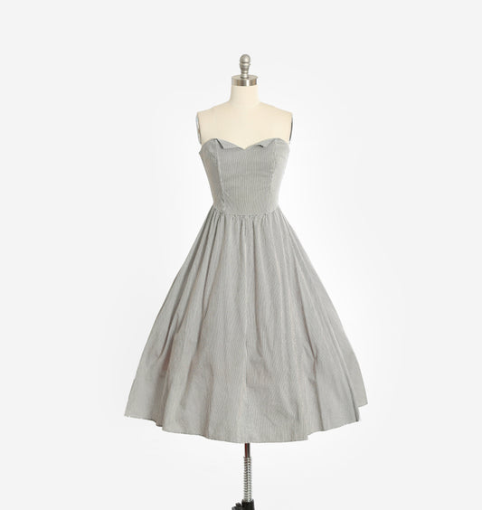 Vintage 80s does 50s striped cotton dress