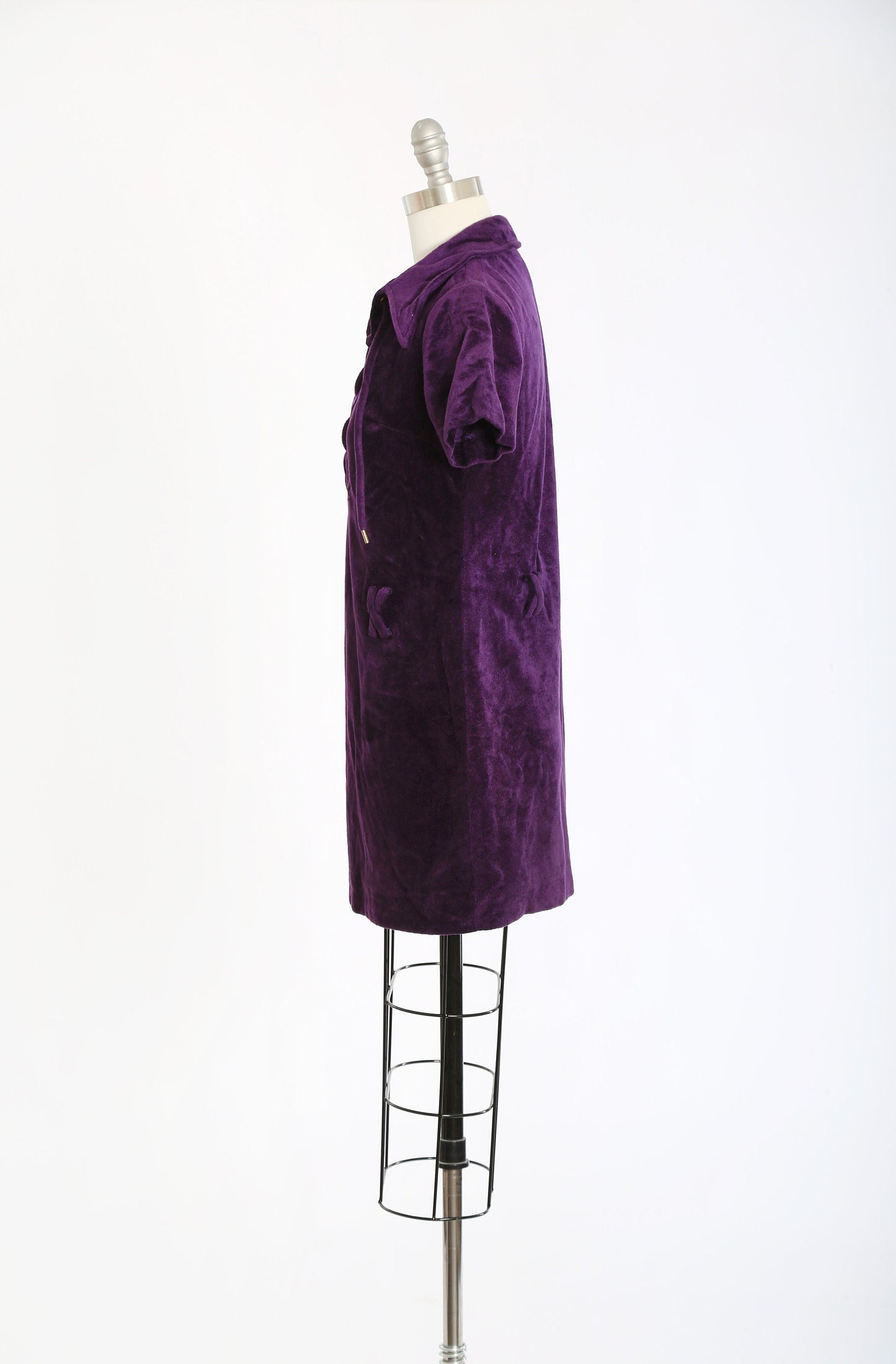 Vintage 60s 70s purple Velvet mini dress | 1960s 1970s lace up hippie mini dress