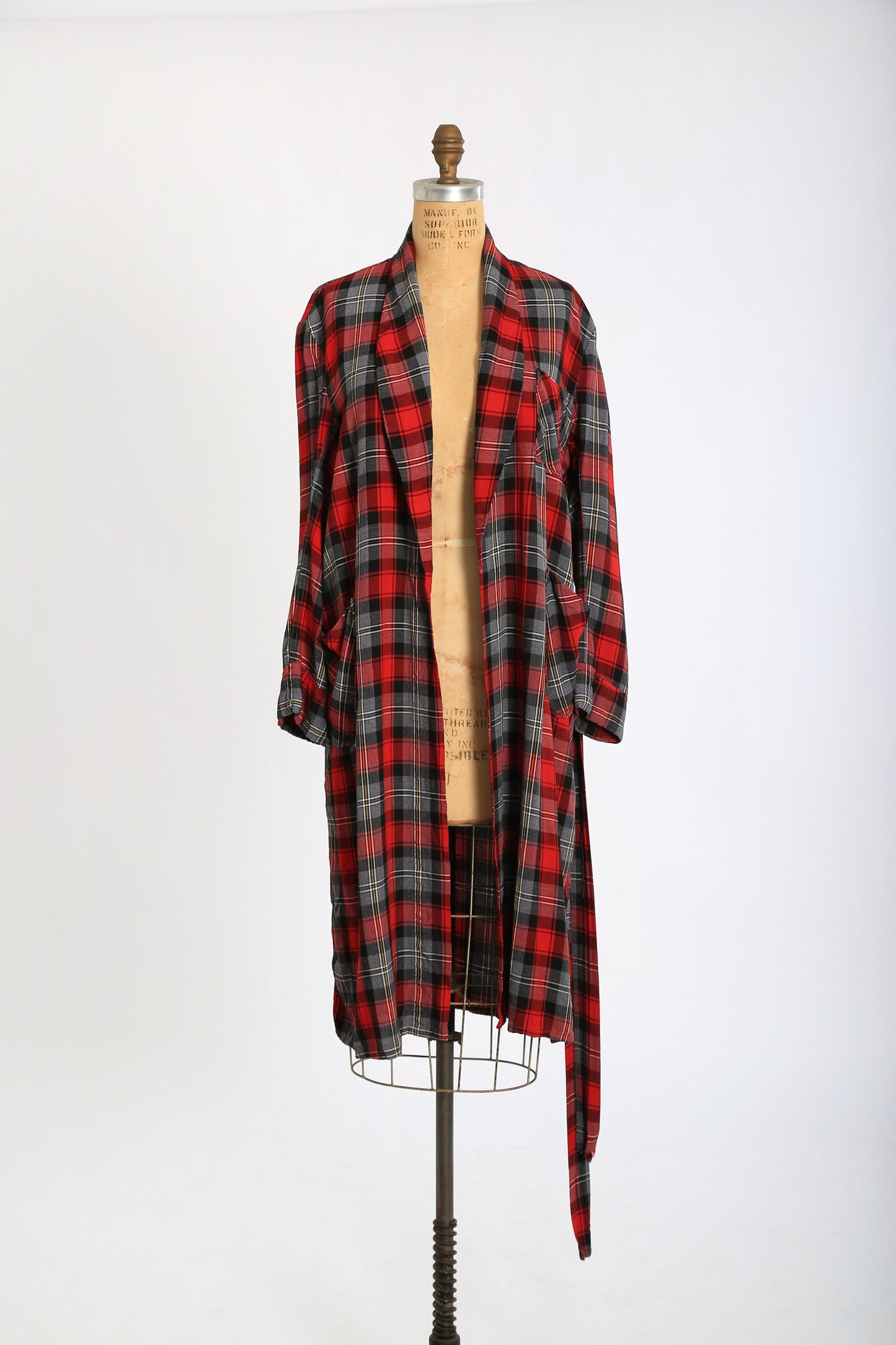 Vintage 50s red plaid cotton Robe house coat