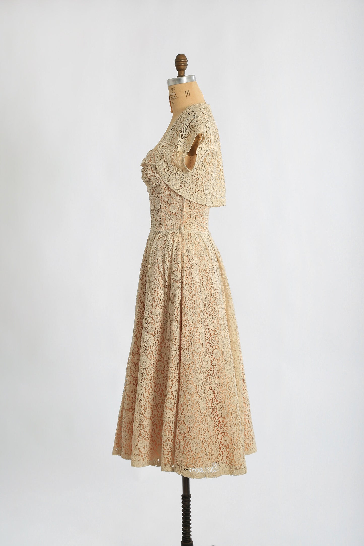 50s nude lace dress | 1950s Lorrie Deb floral lace 2pc dress