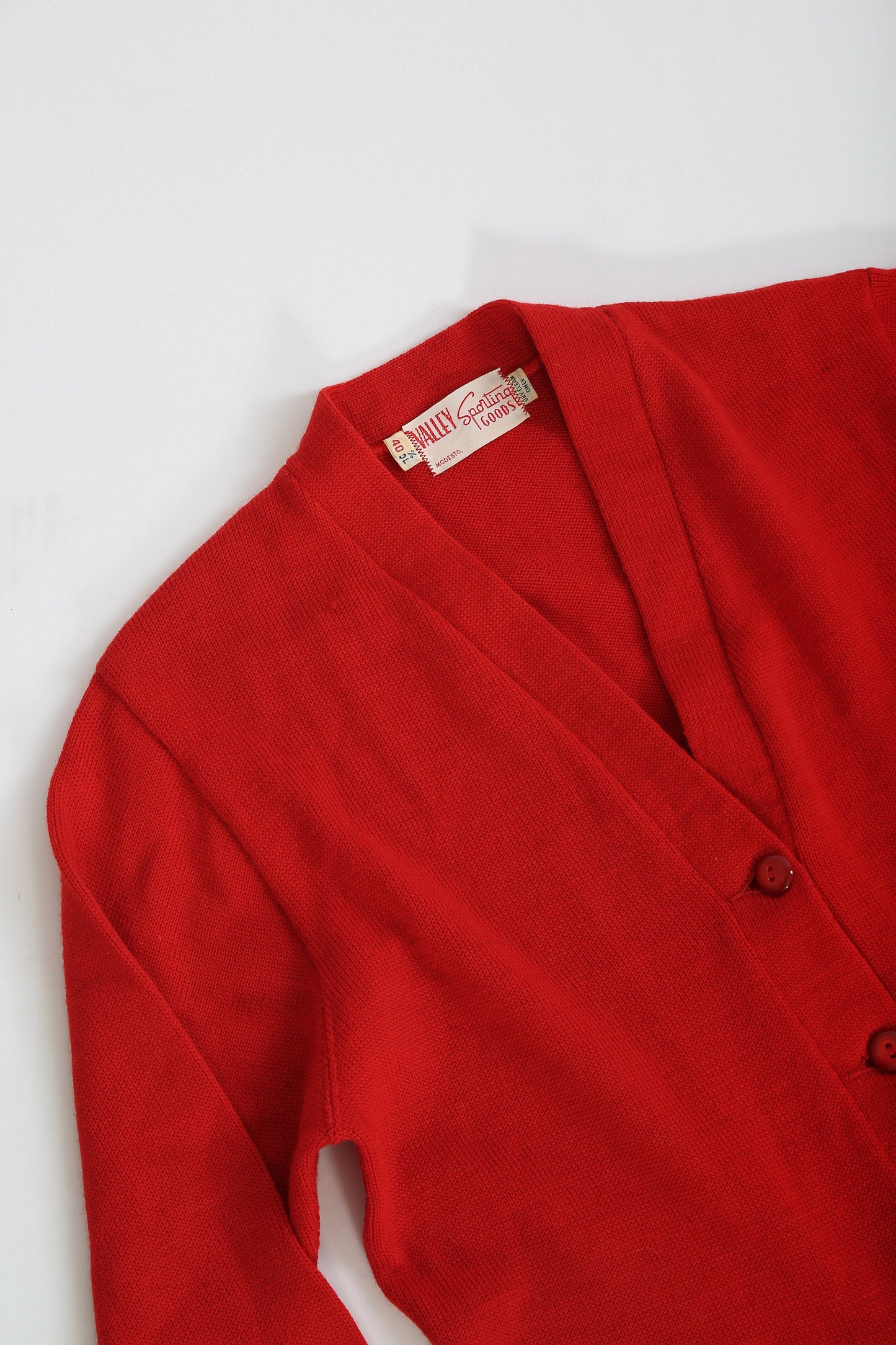 Vintage 50s red striped knit wool cardigan Varsity sweater