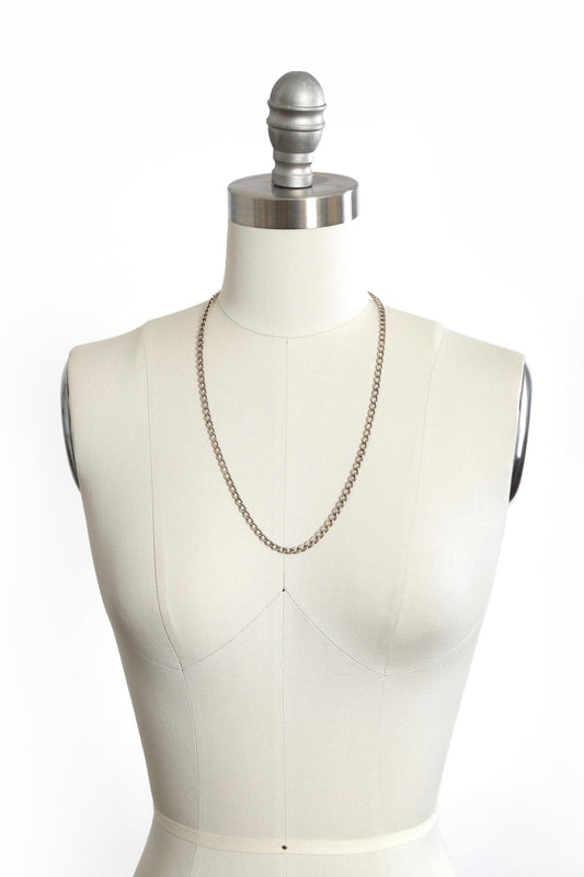 Vintage sterling silver curb chain necklace 25"  25g