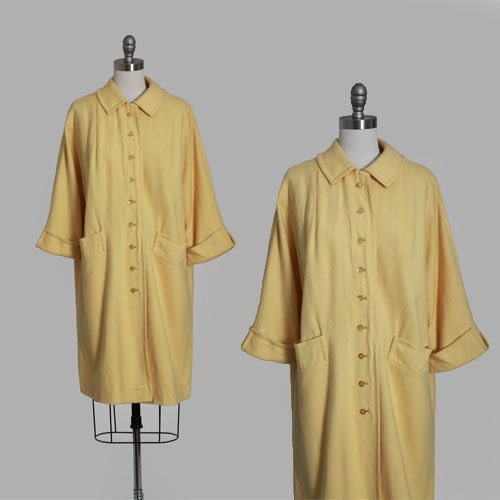 Vintage 60s yellow wool coat