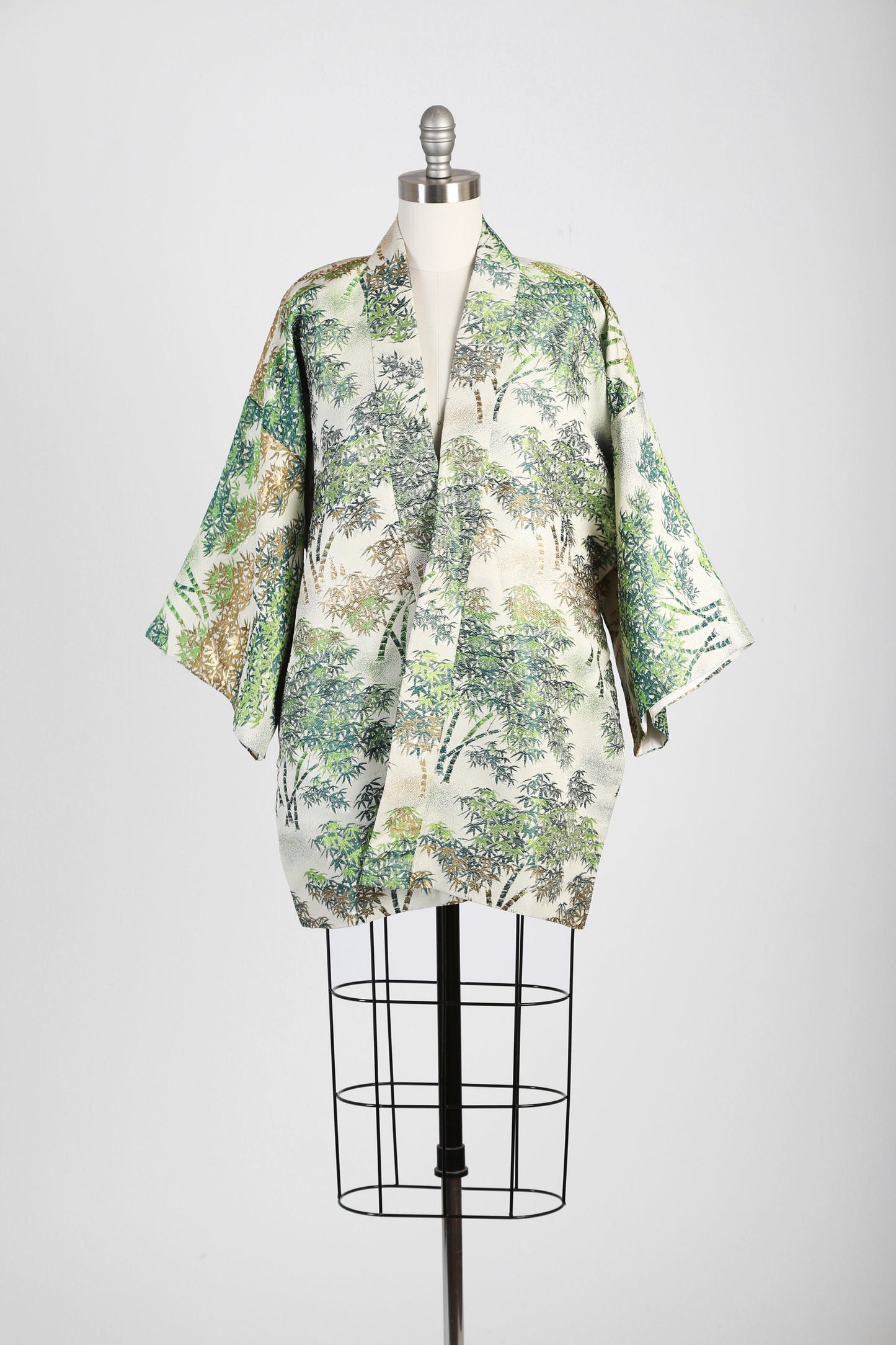 Antique vintage 50s metallic bamboo brocade Japanese coat jacket kimono