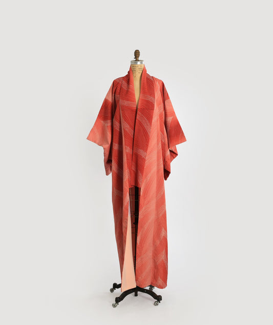 50s Salmon orange kimono | Vintage 1950s silk Japanese KIMONO | Wedding kimono wrapper