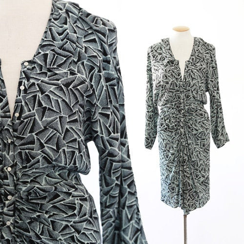 NICOLE MILLER abstract dress | Vintage 90s dolman sleeve dress S