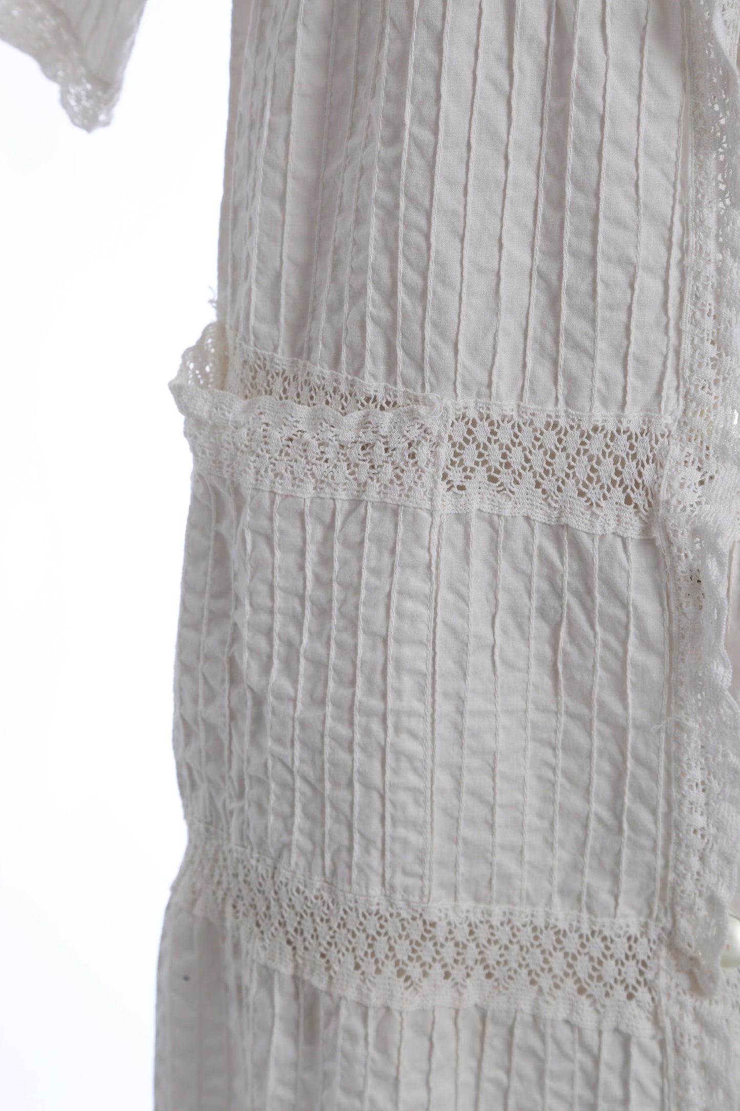 Vintage 70s Mexican white cotton crochet Dress