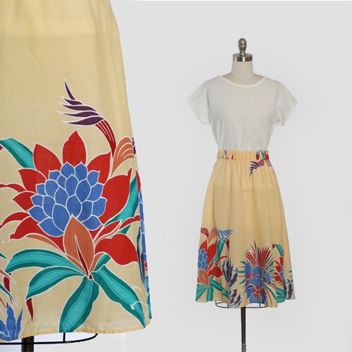 Island vibes skirt | Vintage 70s tropical cotton skirt