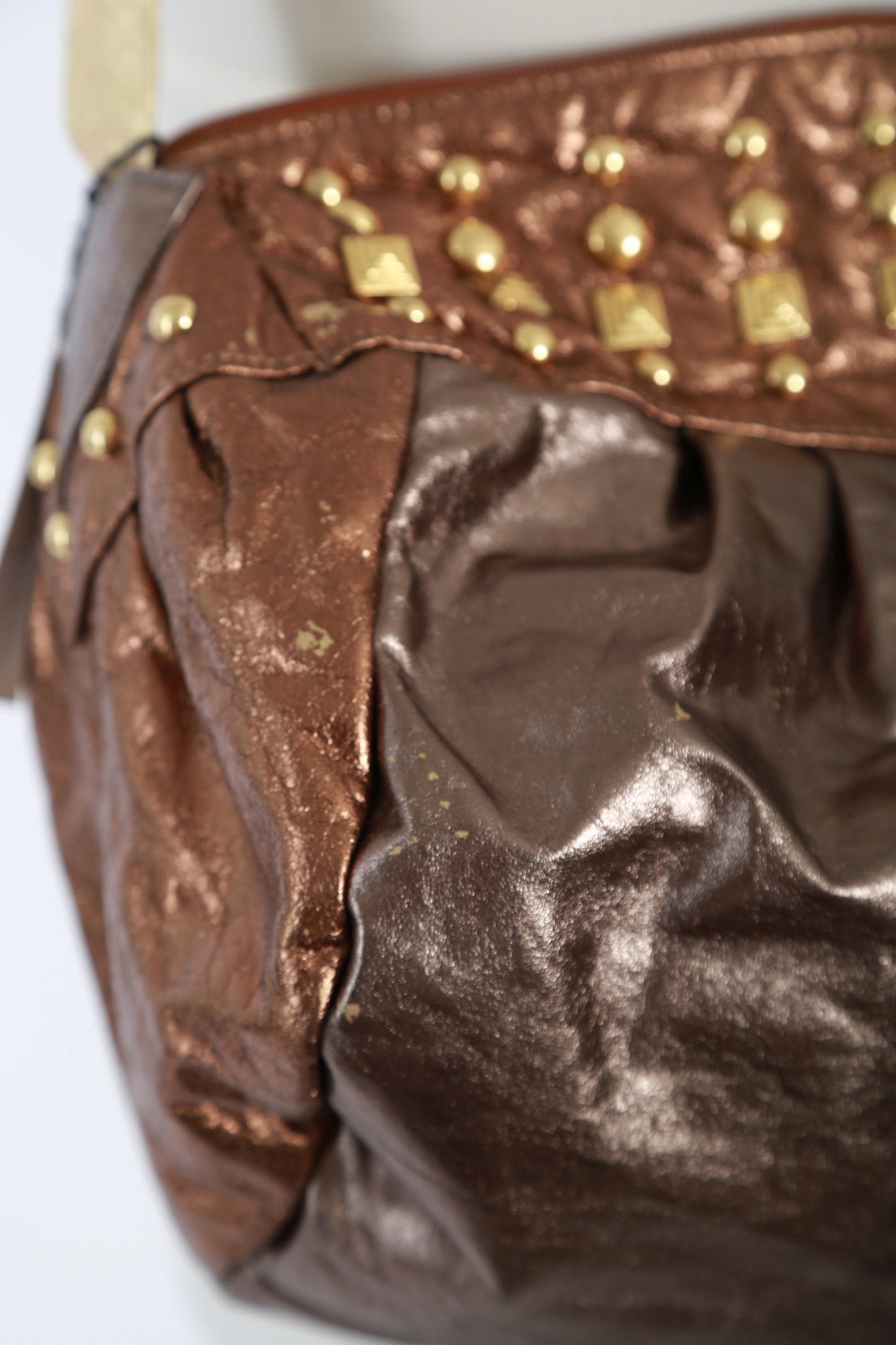 Vintage 80s OHH! Ashley metallic gold studded leather purse | 1980s deadstock gold leather purse