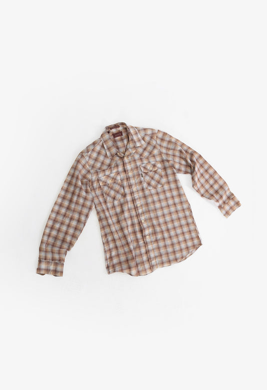 Vintage 70s LEVIS brown gold lurex western Plaid shirt