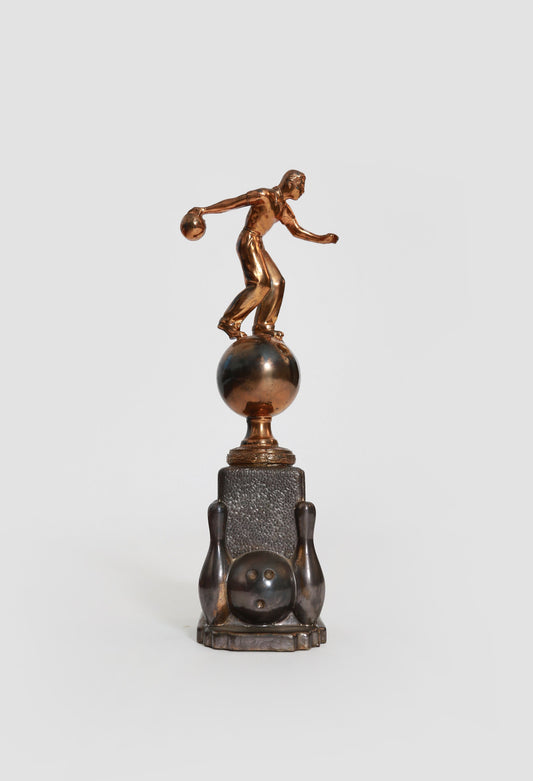 Vintage 1950s bronze bowling trophy