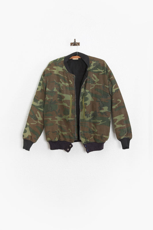 Camo bomber jacket | Vintage 70s cotton camouflage bomber jacket