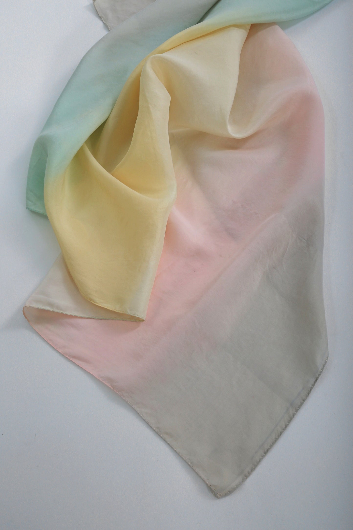 Vintage 60s rainbow ombre hand rolled silk scarf