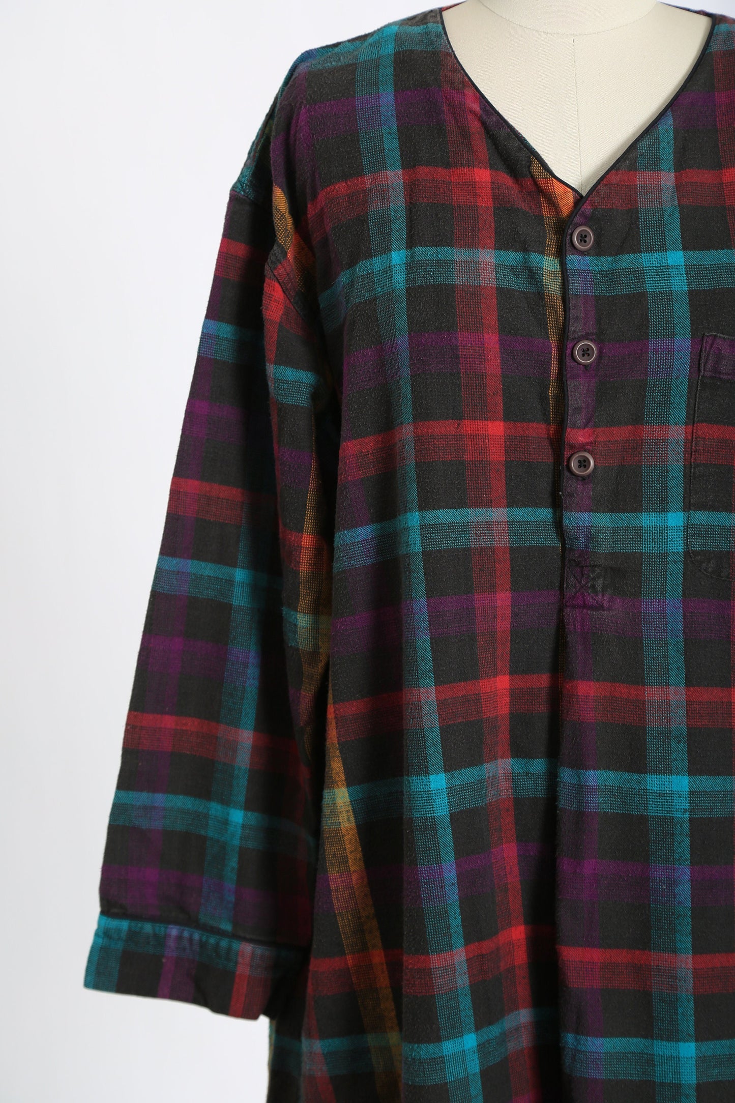 Vintage 90s cotton plaid flannel pajamas night dress