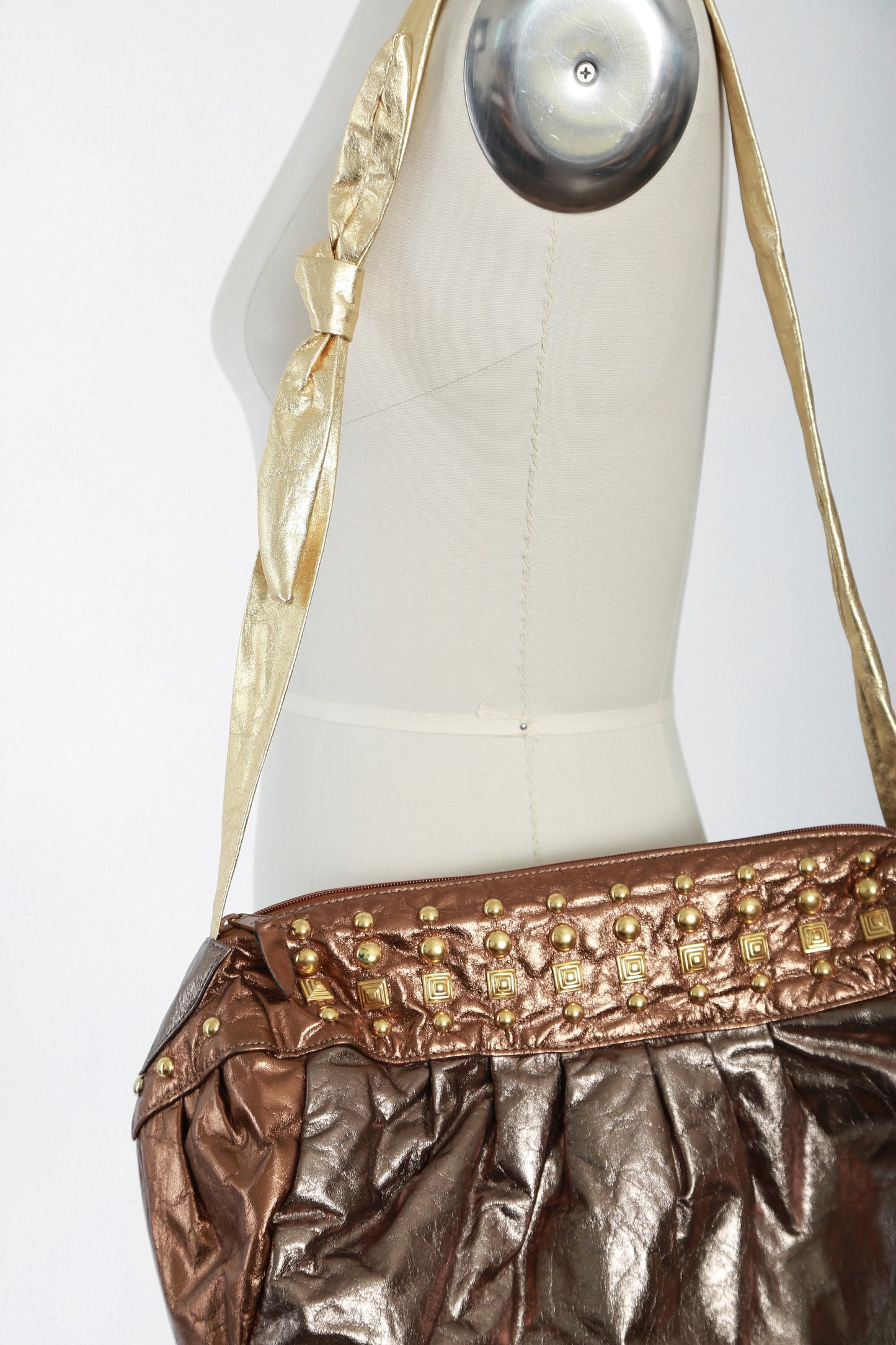 Vintage 80s OHH! Ashley metallic gold studded leather purse | 1980s deadstock gold leather purse
