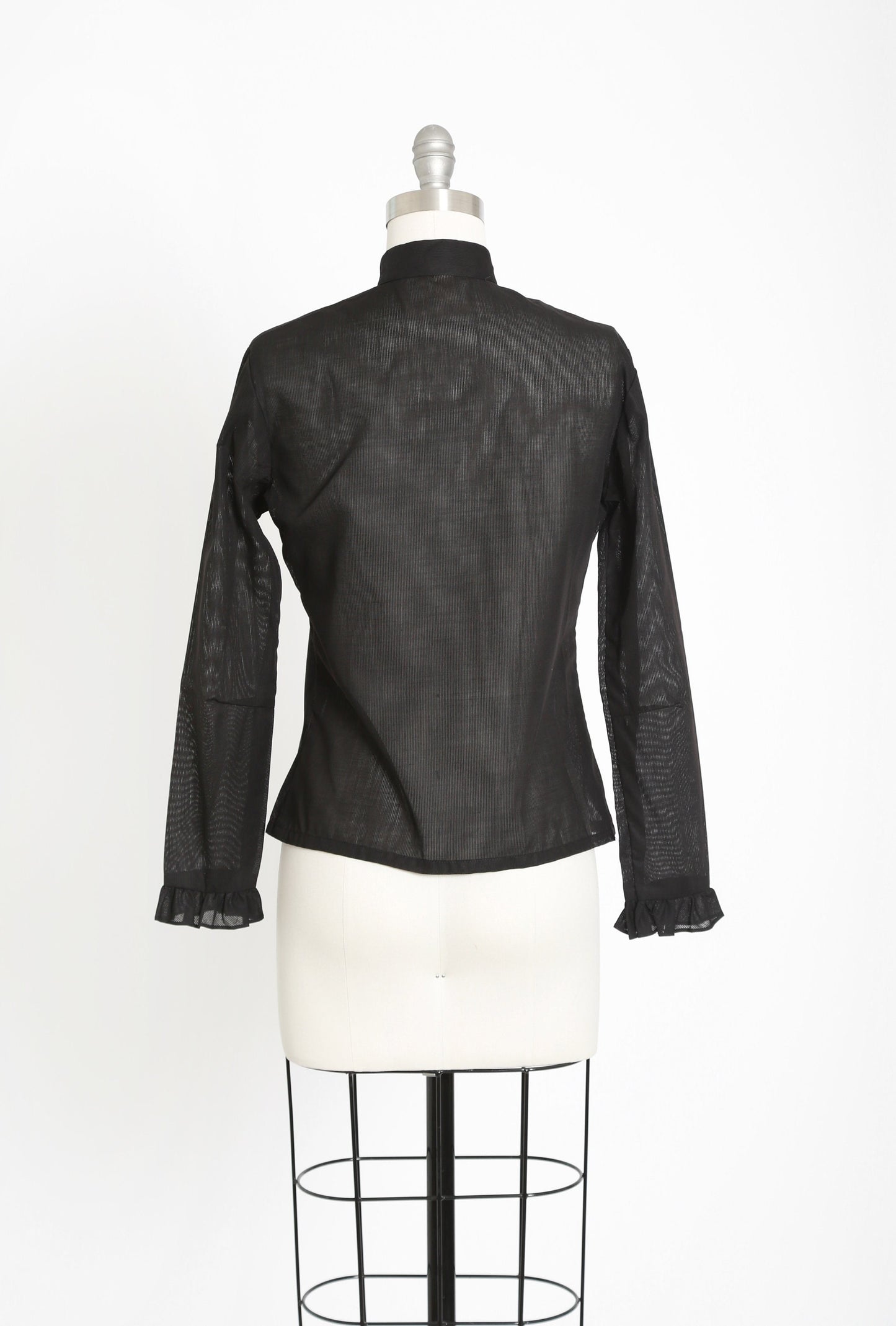 Fritzi Tuxedo blouse | Vintage 70s deadstock black ruffle tuxedo top