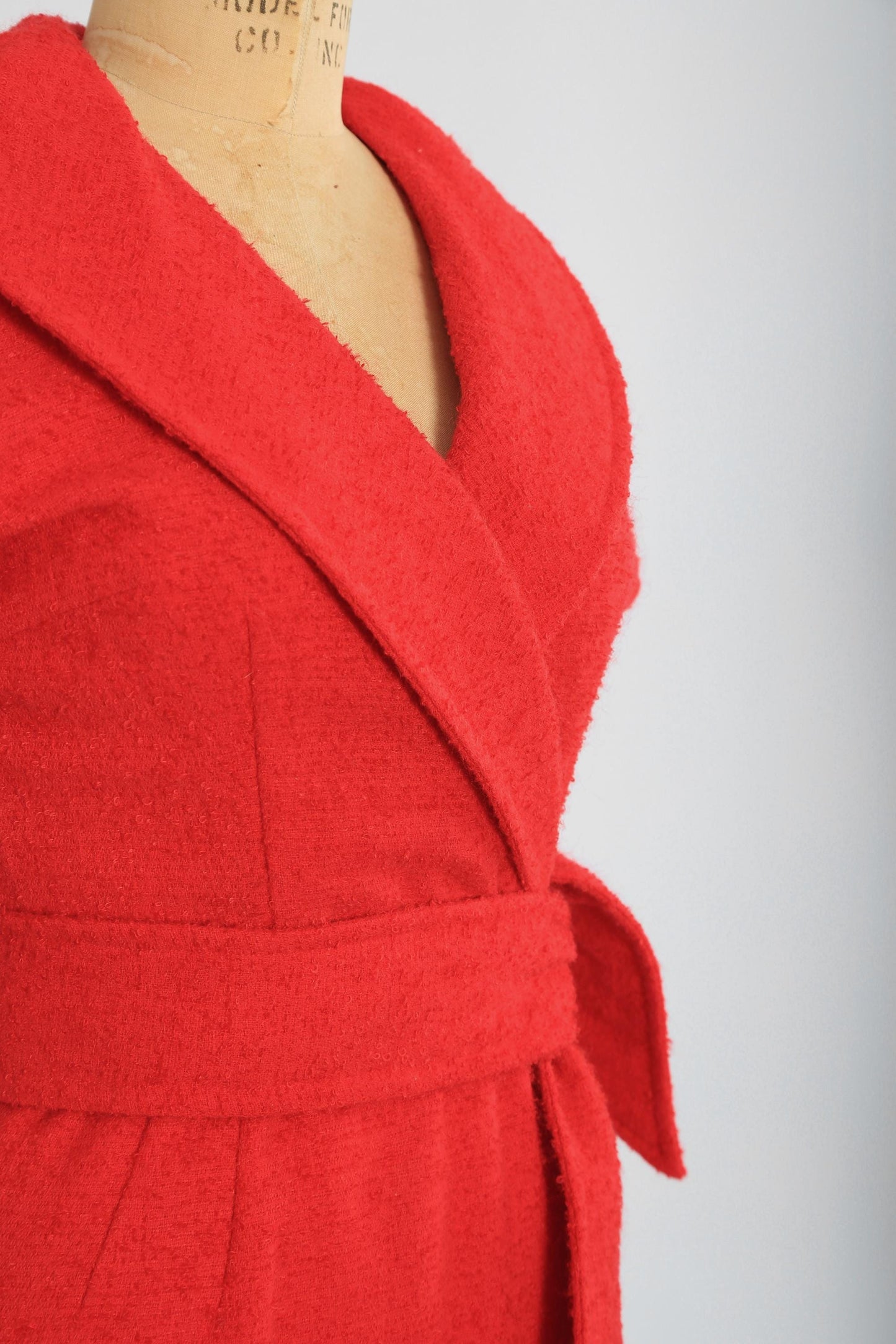 Vintage 50s red boucle knit dress