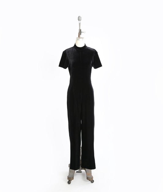Y2K black velvet jumpsuit