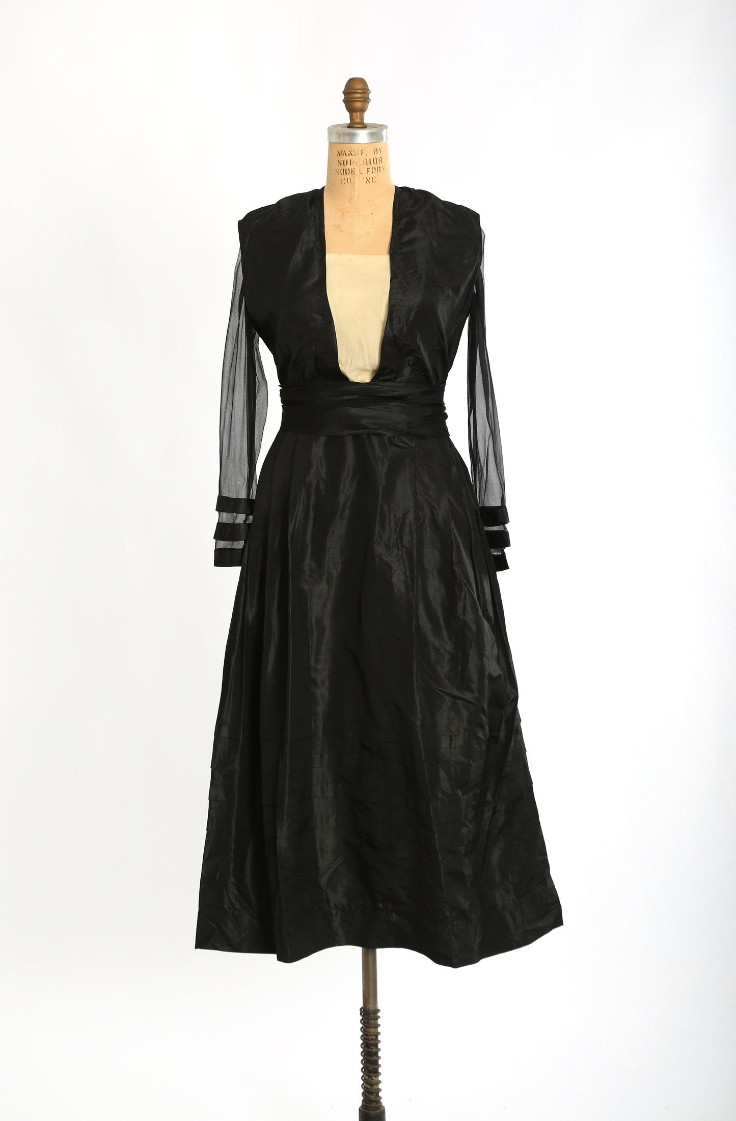 Antique Vintage Edwardian silk black dress
