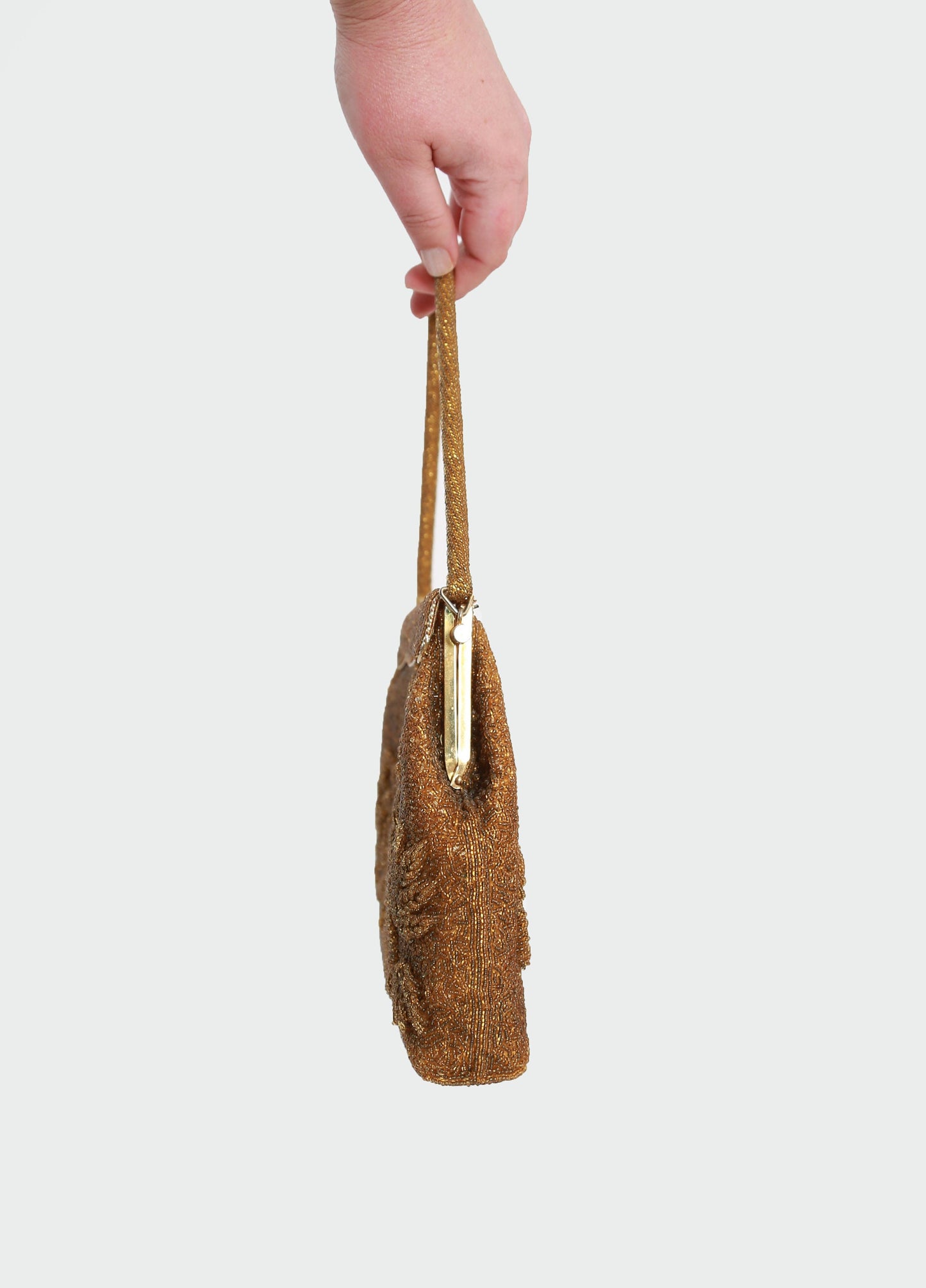 Antique vintage 1950s gold floral beaded purse