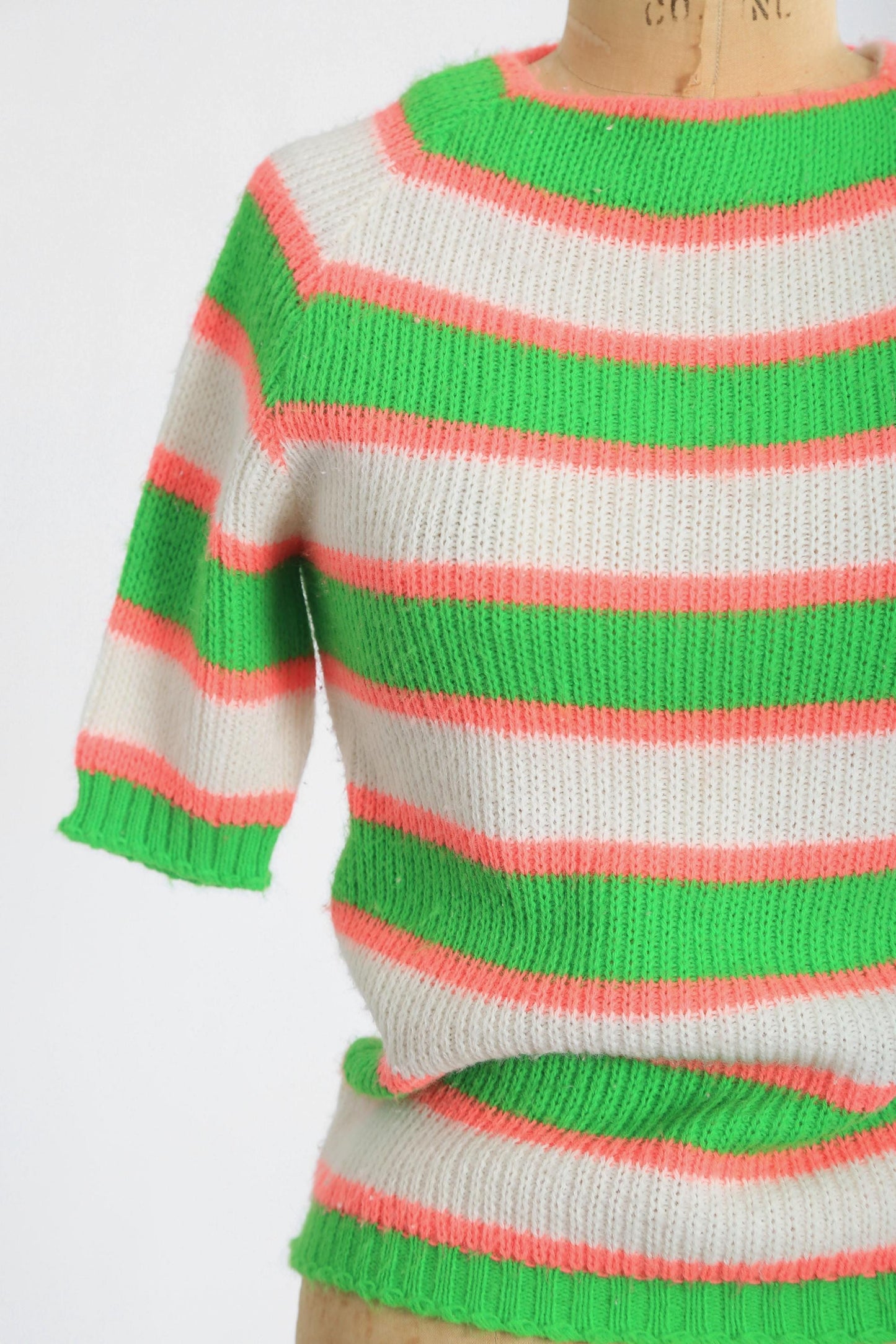 vintage 60s neon green striped knit sweater